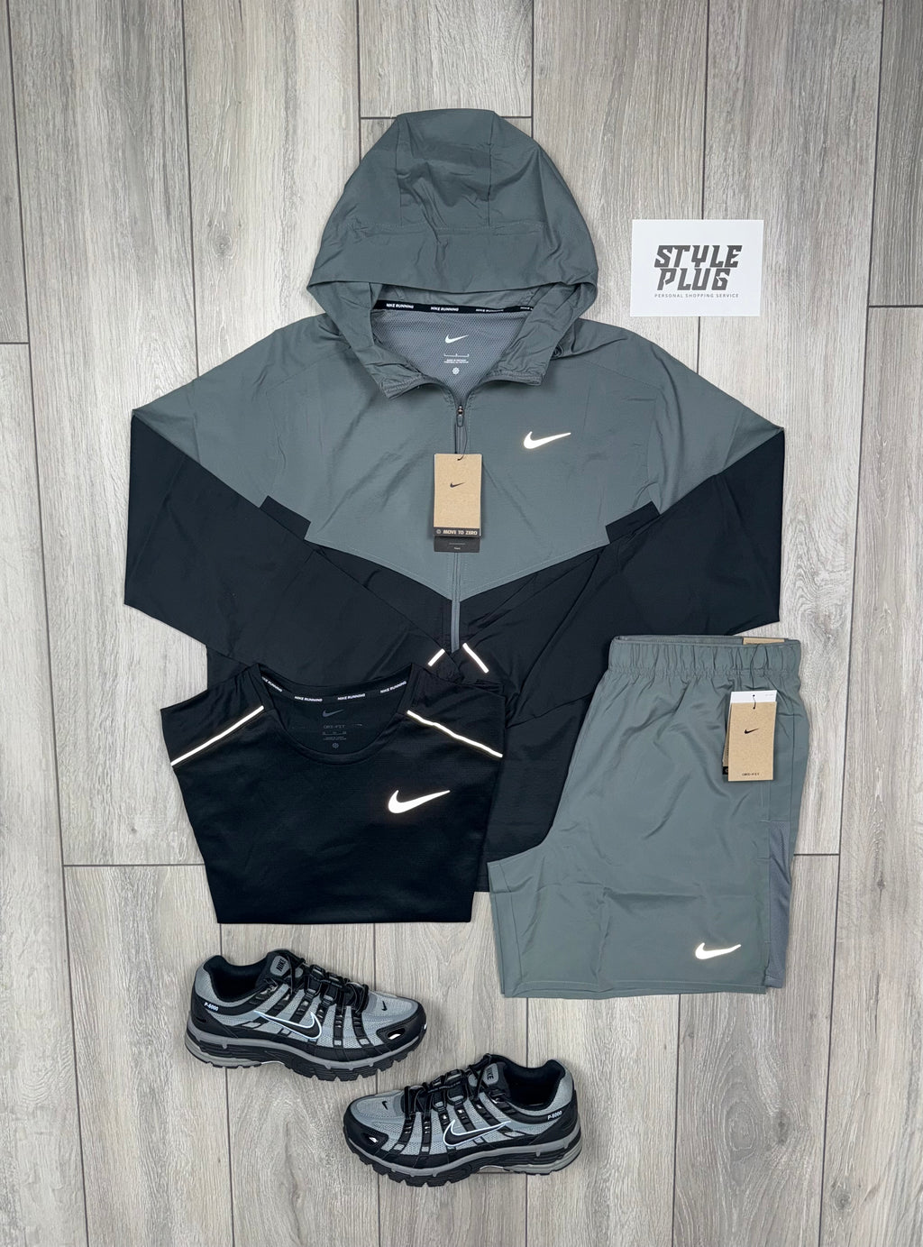 NIKE 3 PIECE REBEL WINDRUNNER SMOKE GREY, BLACK SET