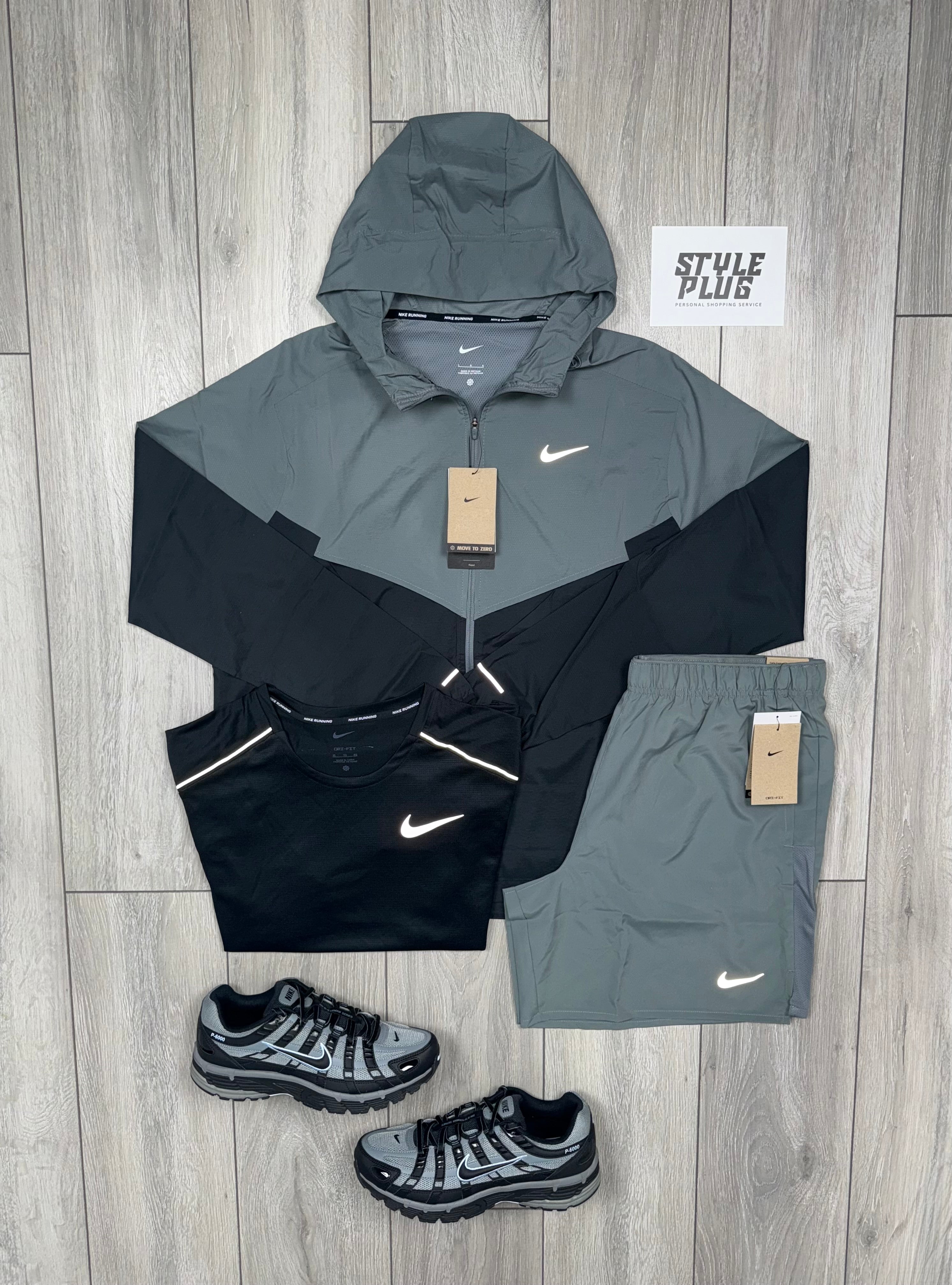 NIKE 3 PIECE REBEL WINDRUNNER SMOKE GREY, BLACK SET