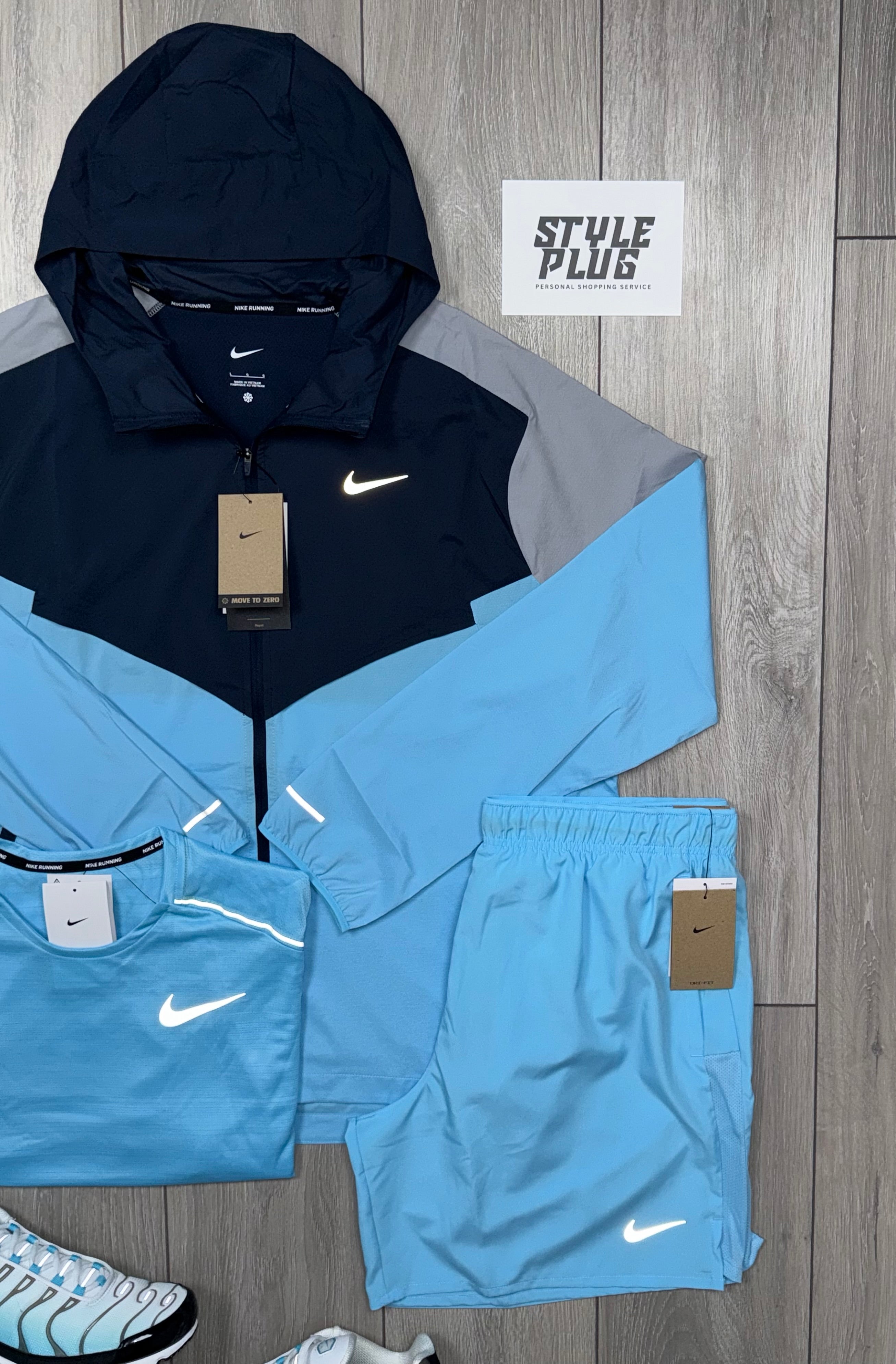 NIKE 3 PIECE REBEL WINDRUNNER AQUARIUS BLUE, NAVY SET